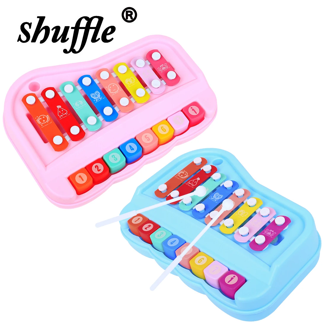 8-Tone Xylophone Hand Knocking Piano Orff Percussion Instruments Tambourine Stainless Steel Soundboard Children Toys With Stick