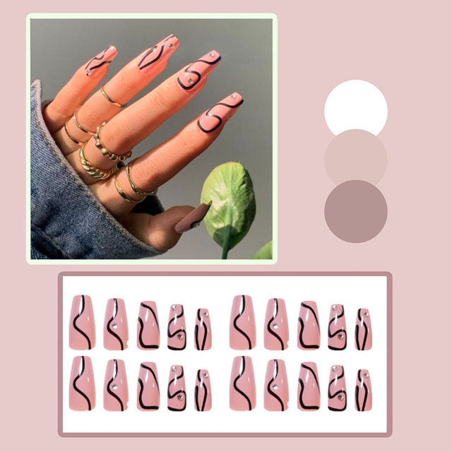 Coffin French Nail Crystal AB Shine Decorative False Nails Long Ballerina Rhinestones Press On Artificial False Nail Tip