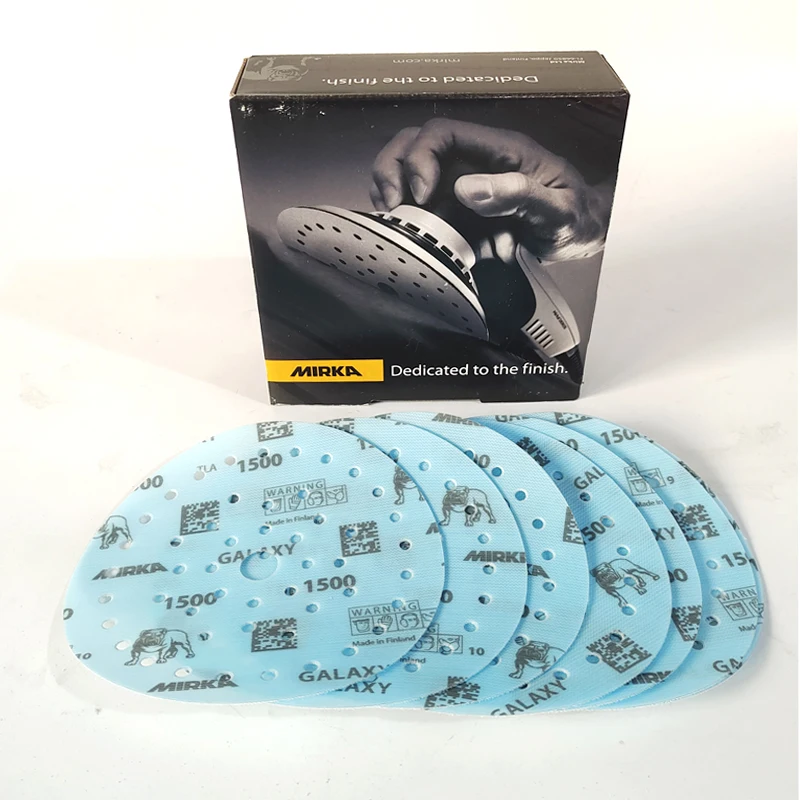 150Mm 6 "Carta Vetrata Rotonda Floccaggio Poroso Originale Mirka Finlandia Galaxy Car Sanding Putty Abrasivo 80-2000 Mesh Grit