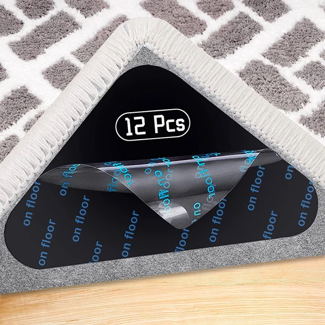 Autocollant antidérapant pour tapis, 12 pièces, réutilisable, lavable, Anti-bouclage, Patch fixe, tapis de sol, bande de préhension, tampon d'angle 1