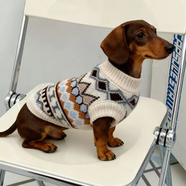 Bohemia Sweater for Wiener Dogs Autumn Hand-knitted Soft Coat for Badger Dogs Thick Warm Loungewear for Dachshund Small Mid Dogs 2