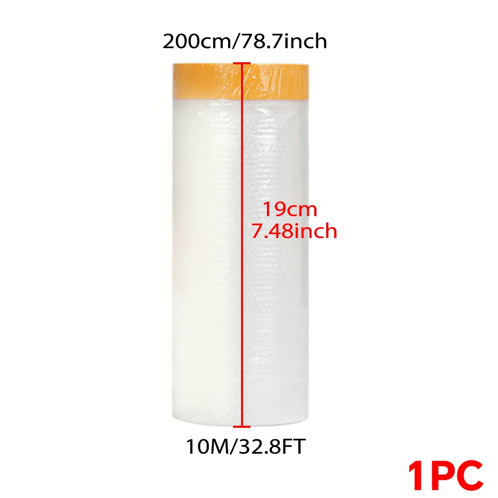 גיליון פלסטיק עם סרט מסיכה, סרט מסיכה מוגן מים, מונע אבק צבע לרכב, רהיטים, רצפה