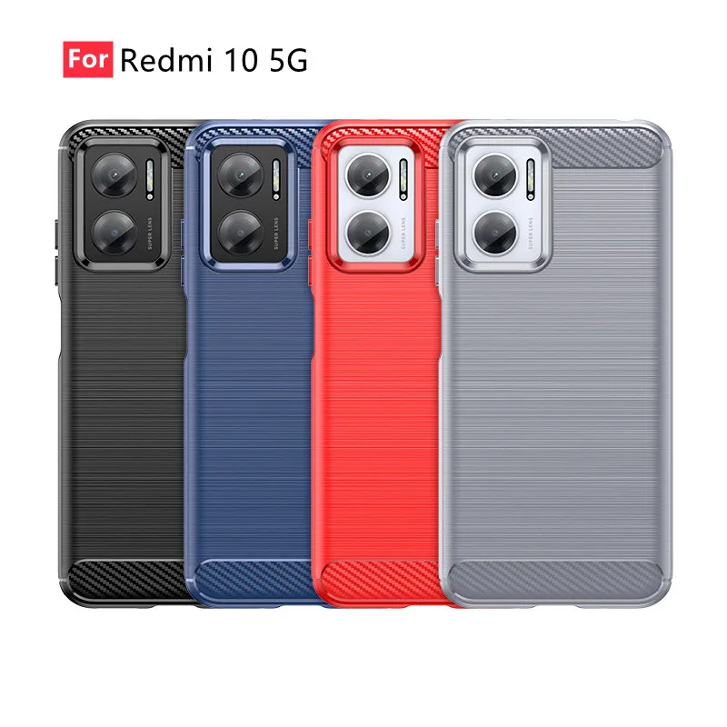 

For Redmi 10 5G Case Cover Xiaomi Redmi 10 5G Capas Coque Phone Bumper Back Carbon Fiber Soft TPU Cover For Redmi 10 5G Fundas