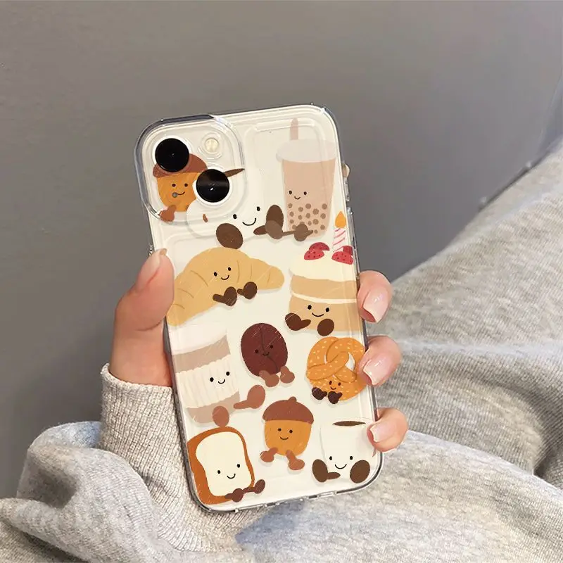 Whimsical Cartoon Croissant Toast Phone Case - Cute and Stylish Cover