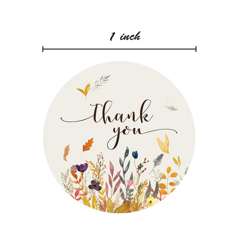 Thank You Stickers Autumn Floral Seal Labels 50-500pcs Round Label For Package Personalized Decoration Stationery Sticker