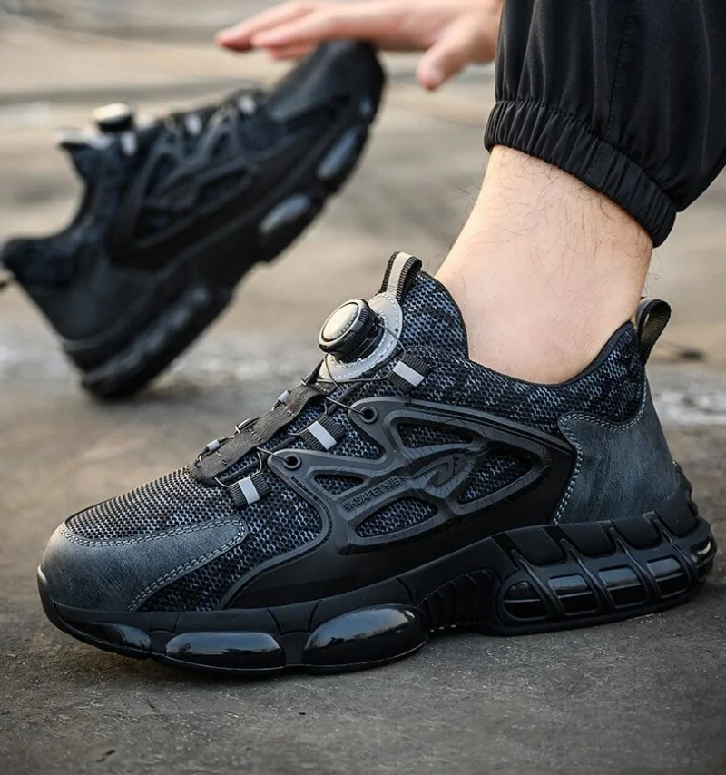 Safety Steel Toe Work Trainers For Men With Rotating Button_voghion.com