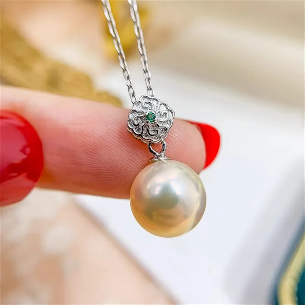 

DIY Pearl Accessories S925 Sterling Silver Pendant Empty Fashion Jade Necklace Pendant Fit 8-11mm Oval Beads D053
