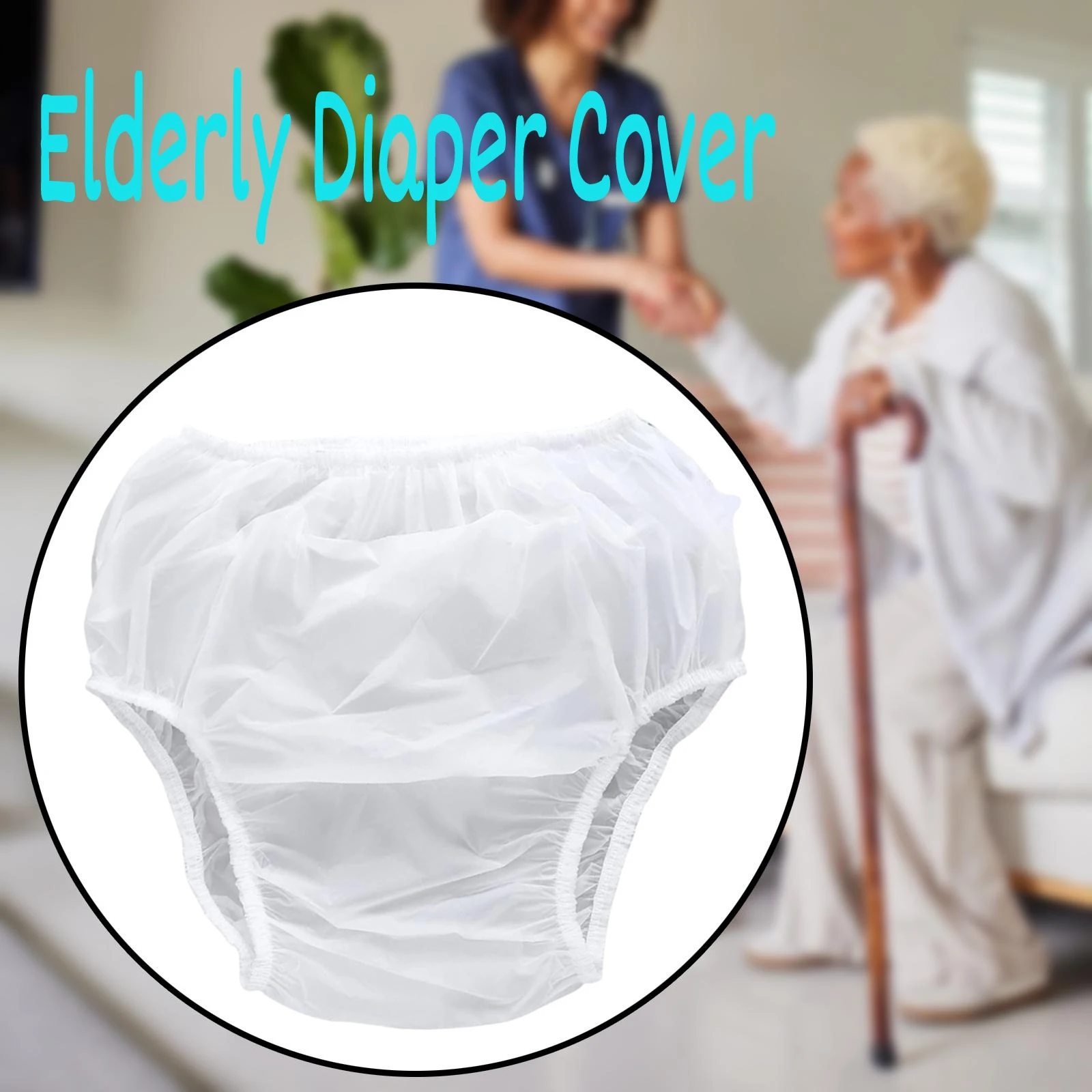 Reusable diapers Adult TPU Waterproof Incontinence Diaper Elastic Reusable Waterproof Plastic Diaper Pants for Elderly Disabled White Multi Size
