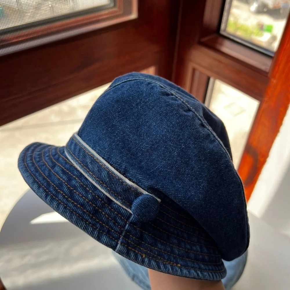 Ins Popular Retro Denim Short Brim Bucket Hats for Women and Men Spring Summer Travel Versatile Sunscreen Personality Stack Cap