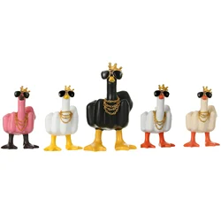 New Funny Middle Finger Duck Resin Statue Home Garden Courtyard Decoration Creative Duck Sculpture Figurines Crafts Decor Gift