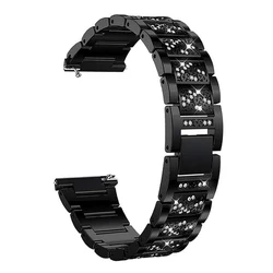 Elegant Diamond Bracelet Stainless Steel Strap for Women - Compatible with Popular Smartwatches (Black)