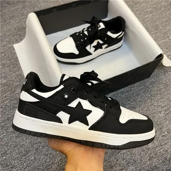 2024 summer star flat shoes trend hot selling american casual shoes college style thick soled outdoor breathable sports shoes