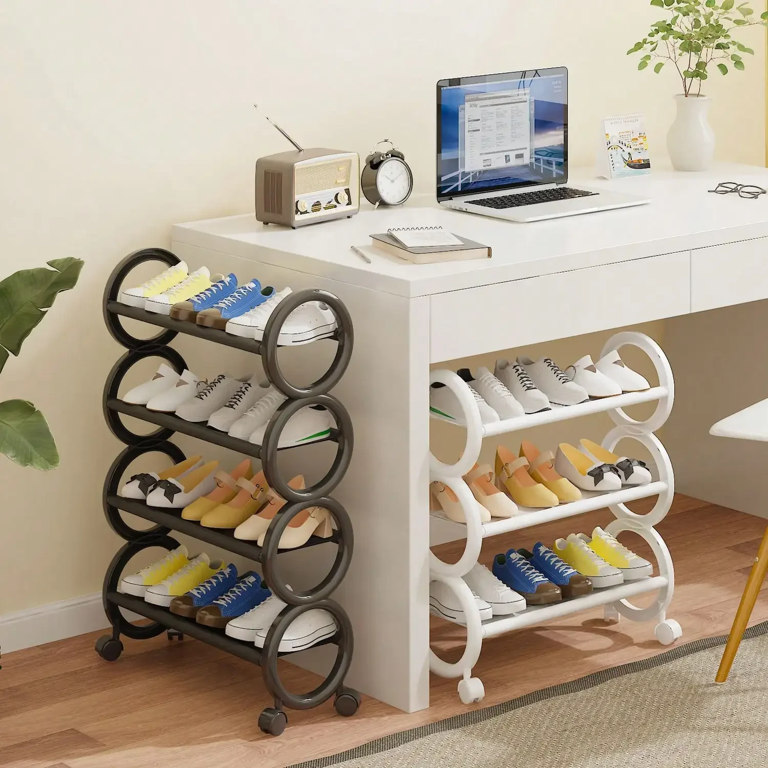 3/4Tiers Multi-functional Minimalist Shoe Racks Removable Storage Rack Dustproof and Waterproof Shoe Organizers Shelves