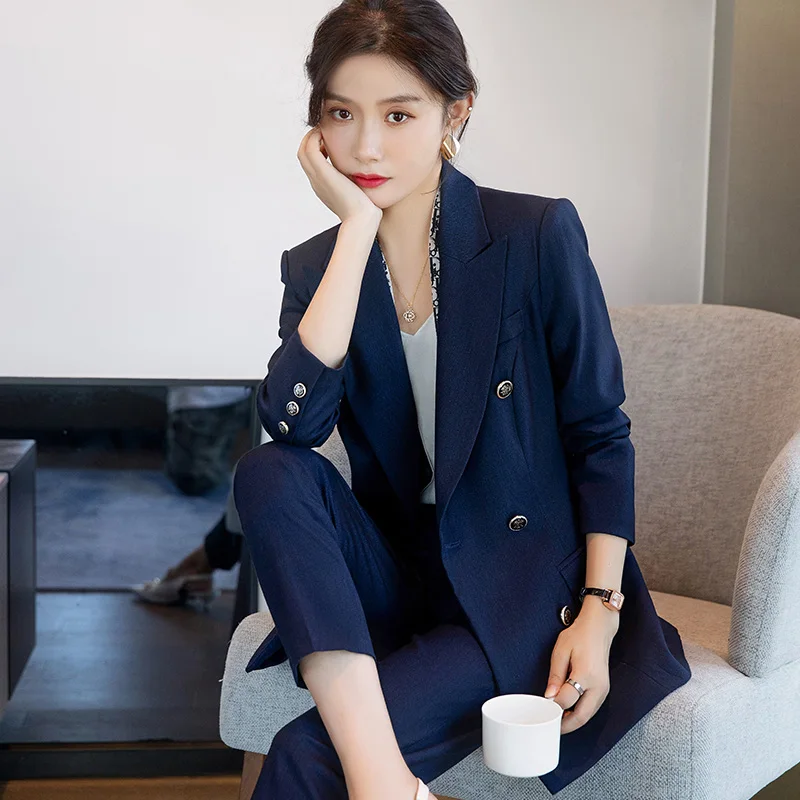 High sense Street suit suit set female spring and autumn leisure temperament goddess model professional suit coat work suit suit