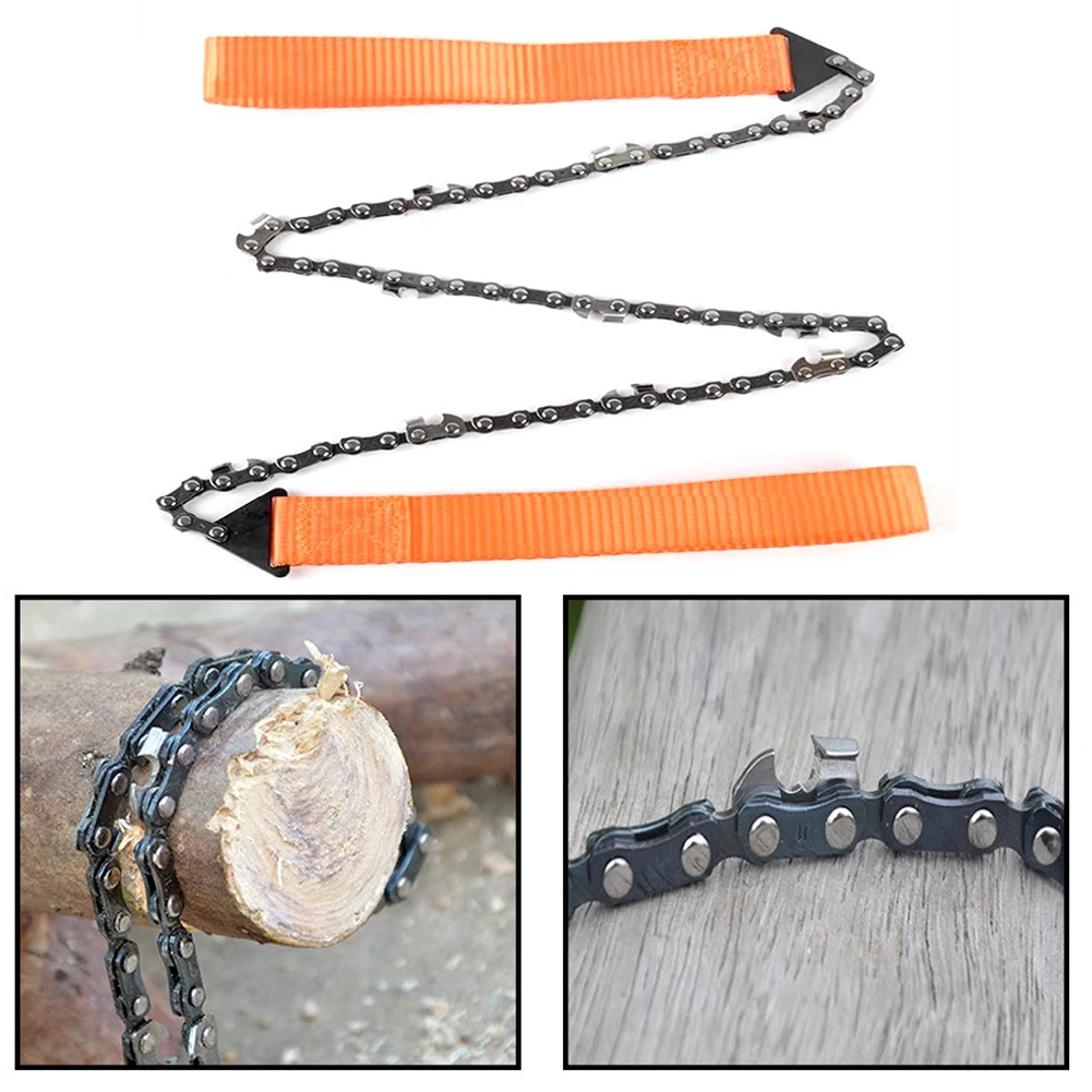 24 Inch Tree Cutting Tool Portable Logging Saws Folding Manual Steel Rope Chain Saw Sharp for Camping/Hiking/Fishing/Picnic Use folding saw hand saw multi purpose saw handheld saw steel rope chain saw woodworking saw