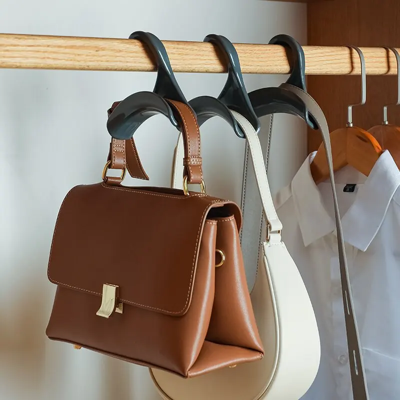 5pc Wardrobe Multifunction Handbag Organizer Hanger Hook Durable Over Closet Rod Hanging Storage Rack for Hat Scarves Shawls Tie