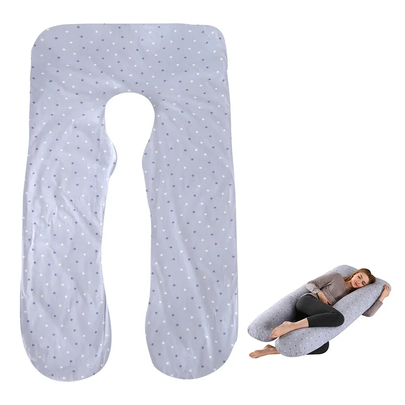 Cotton Pregnant Maternity U-type Body Pillow Case 140/150CM with Removable Washable Cover Sleeping Support for Leg Pillow Cover