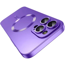 Matte Magnetic Silicone Phone Case with Soft Metal Luster Finish - iPhone 15 Plus (Purple)