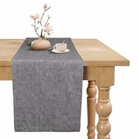 Pure Color Linen Table Runner  Gray Khaki  Burlap Farmhouse Table Runners Summer Kitchen Dining Table Runner Machine Washable 2