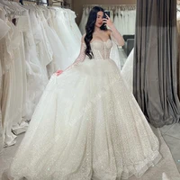 Luxury Bright Women Wedding Dresses Off The Shoulder A-Line Bride Gowns Mopping Length Princess Ball Vestido De Novia Customized 1