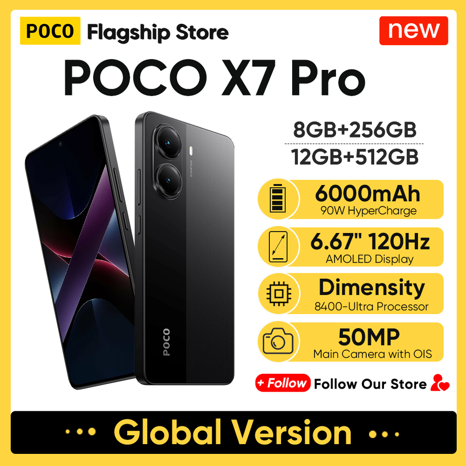  Original POCO X7 Pro Global Version Smartphone Dimensity 8400 Ultra 6.67" 120Hz AMOLED Display 50MP 6000mAh 90W HyperCharge 