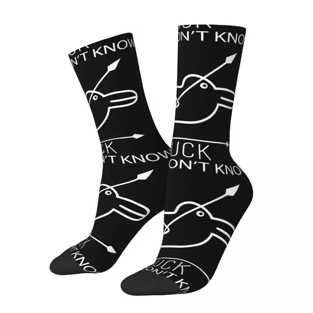 Funny Crazy Sock for Men Rabbit Or Duck Don t Know Hip Hop Harajuku Math Graph Mathematics Quality Pattern Printed Crew Sock