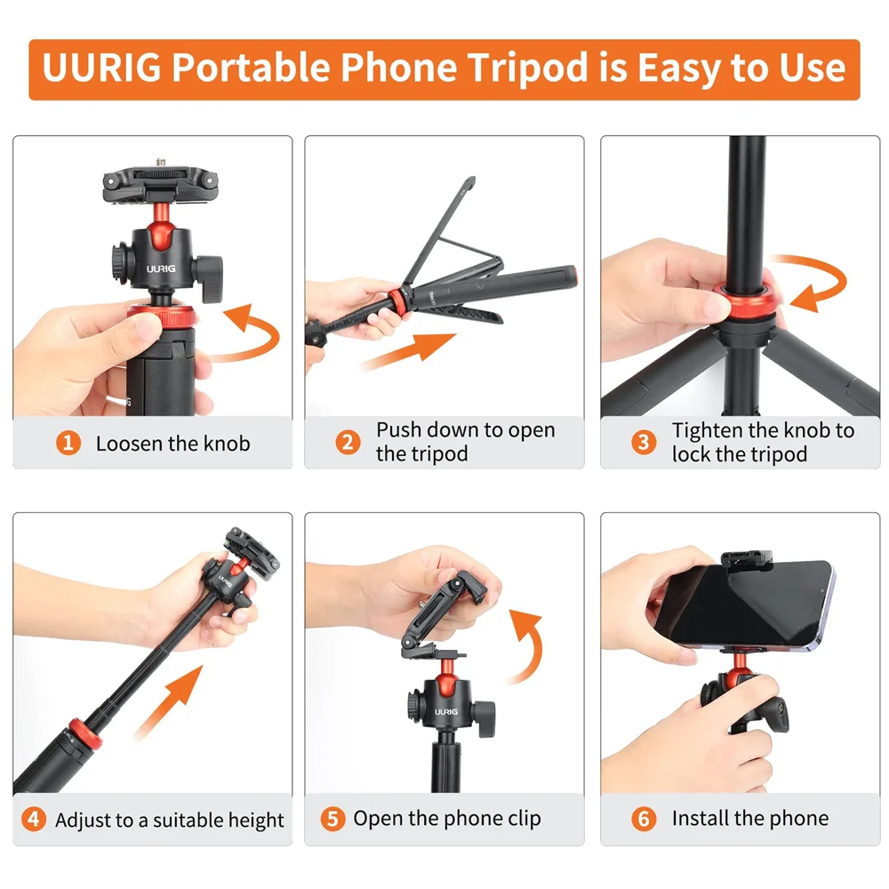 UURig 52 inch Camera Phone Tripod Extendable Selfie Stick Tripod