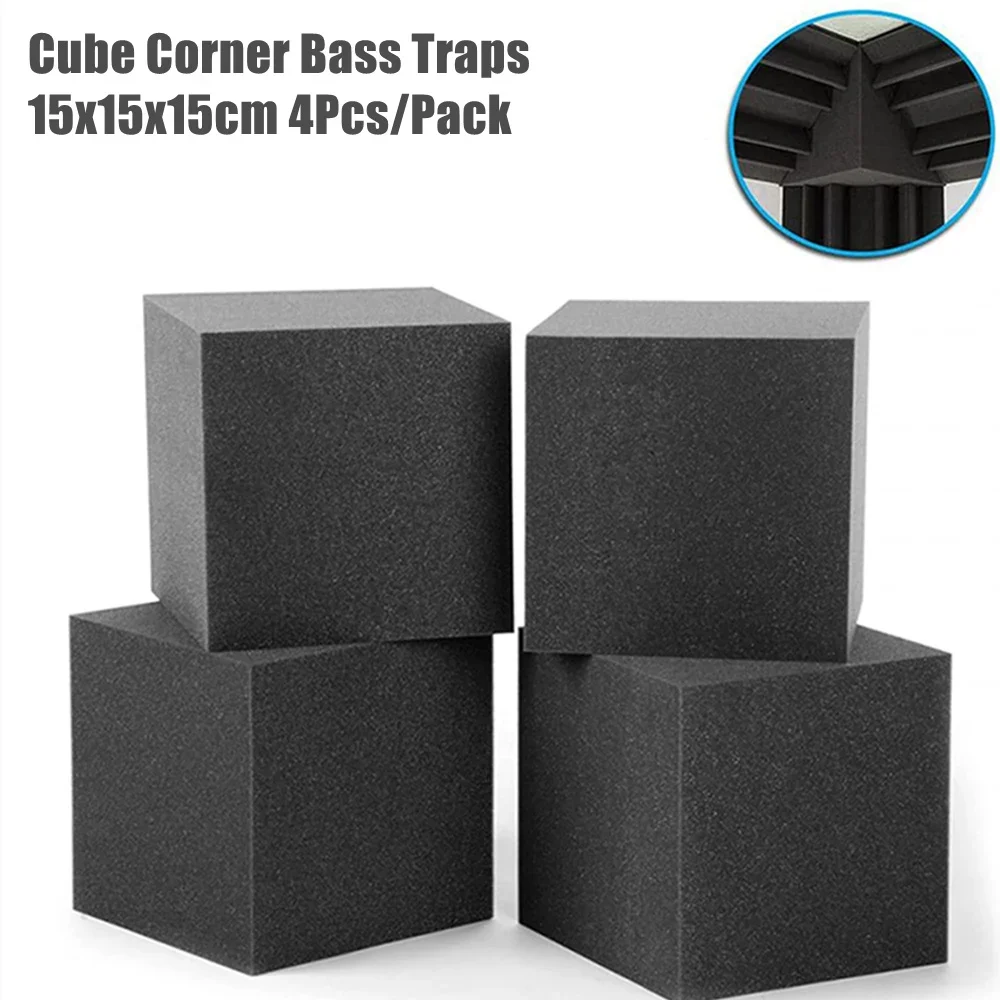 4 Pz/Pacco 15X15X15Cm Trappole Per Basso Blocchi Angolari Cubo Schiuma Acustica Pannello In Schiuma Insonorizzata Assorbimento Acustico Studio Angolo 