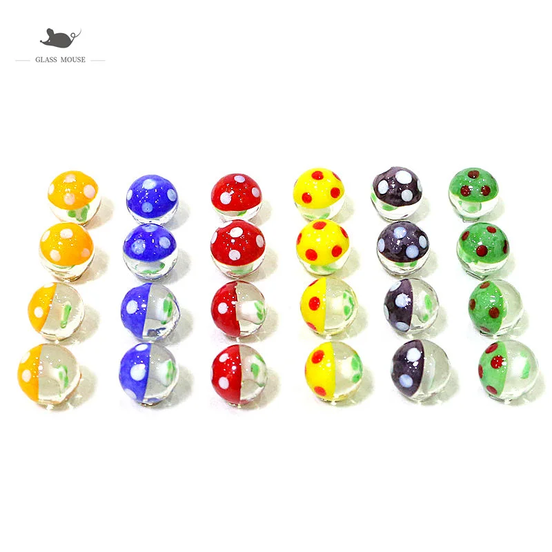 

24Pcs Creative Cute Mushroom Design Rare Glass Marbles Ball Ornament Game Pinball Toys Easter Party Birthday Gifts For Kids 16mm