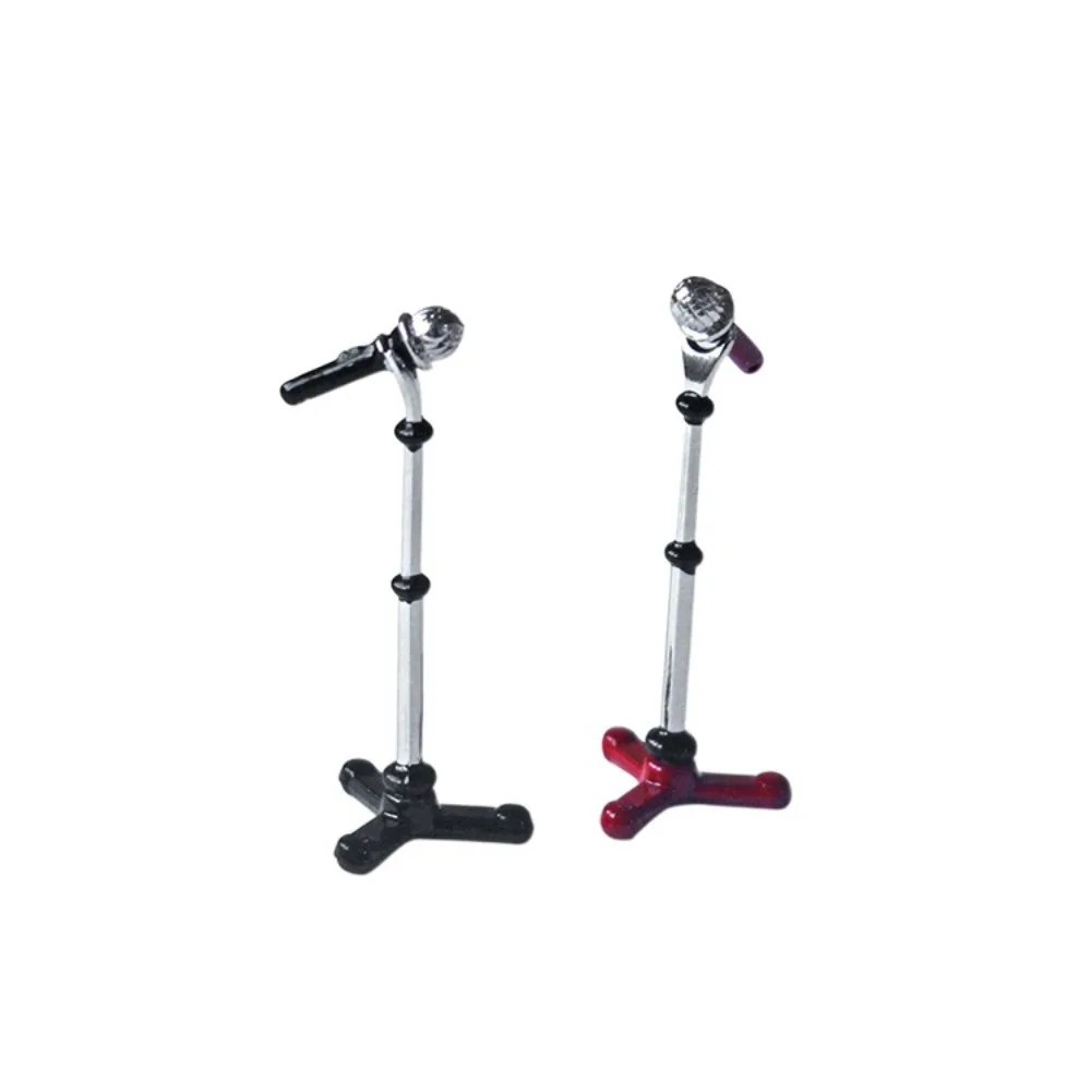 1:12 Dollhouse Mini Microphone Model With Stand Musical Instrument Furniture Dolls Accessories Kids Pretend Play Toys 4