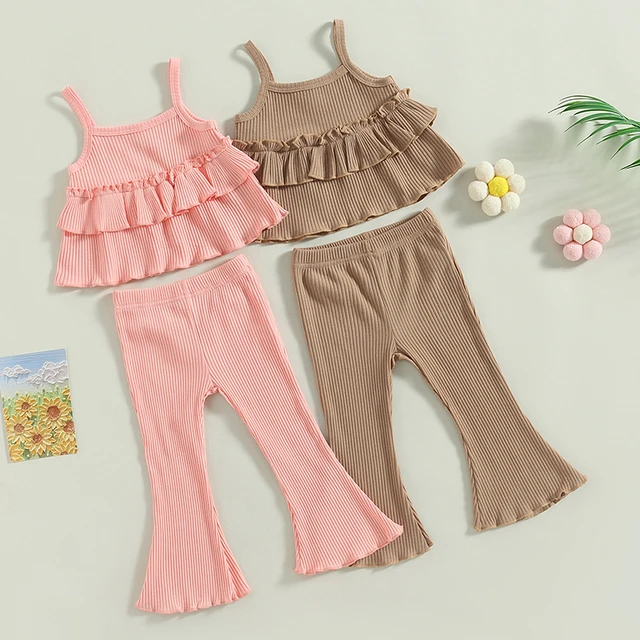 EWODOS 1-6 Years Toddler Baby Girls Summer Outfit Pants Set