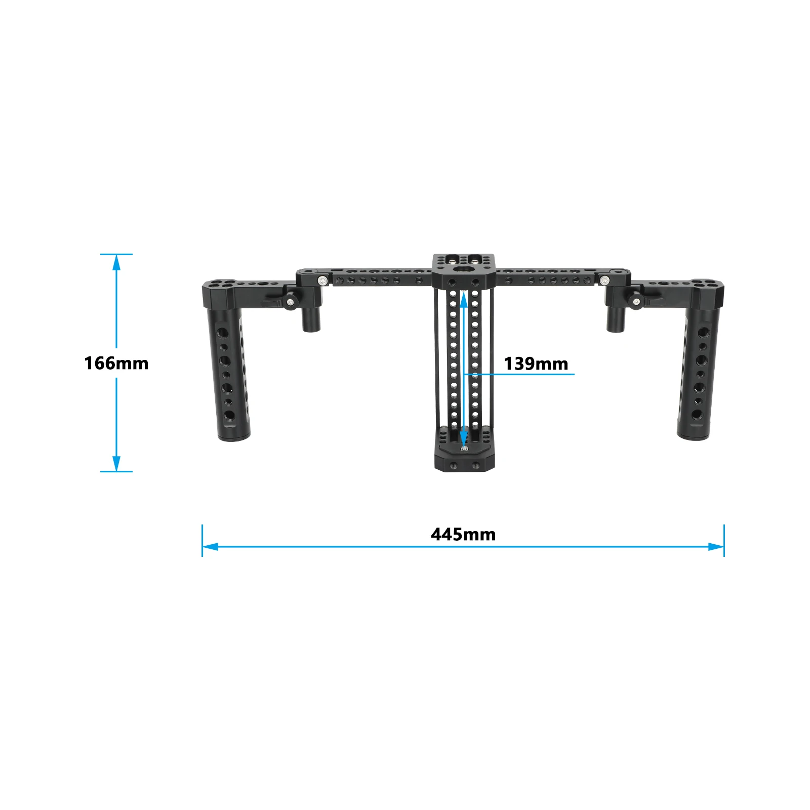 Camera Monitor Cage with  Height Adjustable Cheese Base Plate and Handgrips Fits