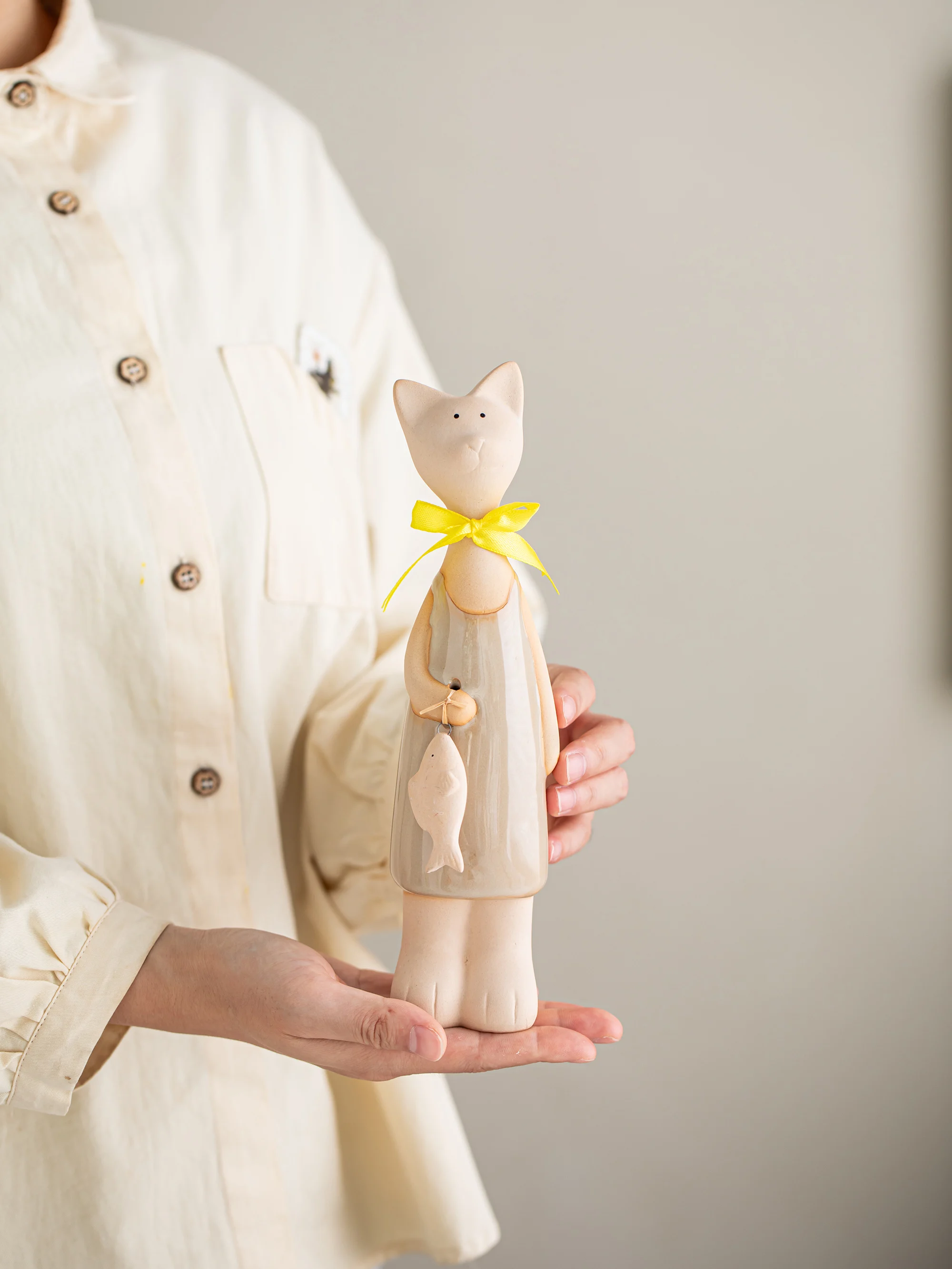 크리 에이 티브 세라믹 고양이 그림 조각상 작은 장식 거실 TV 캐비닛 입구 사랑스러운 데스크탑 룸 장식 홈 액세서리