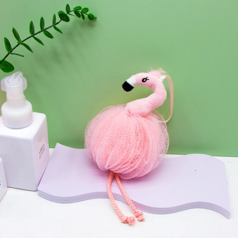Flamingo Kids Bath Ball Pink Cute Bath Brushes Girls Rubbing Bathing Bubble Adult Children Flower Ball