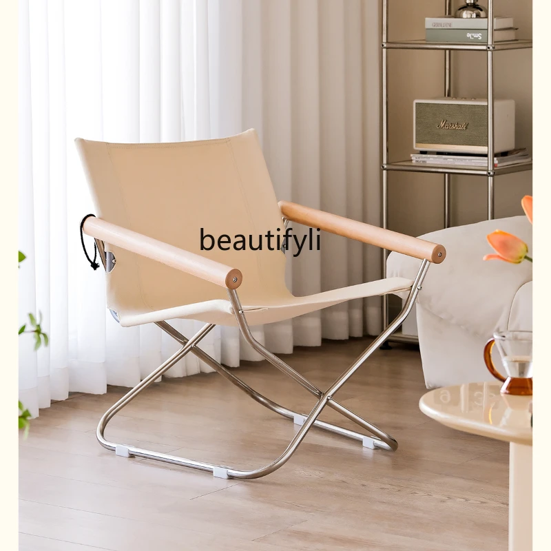 

Nordic Balcony Folding Chair Leisure Chair Home Recliner Lunch Break Folding Outdoor Canvas Chair Lazy