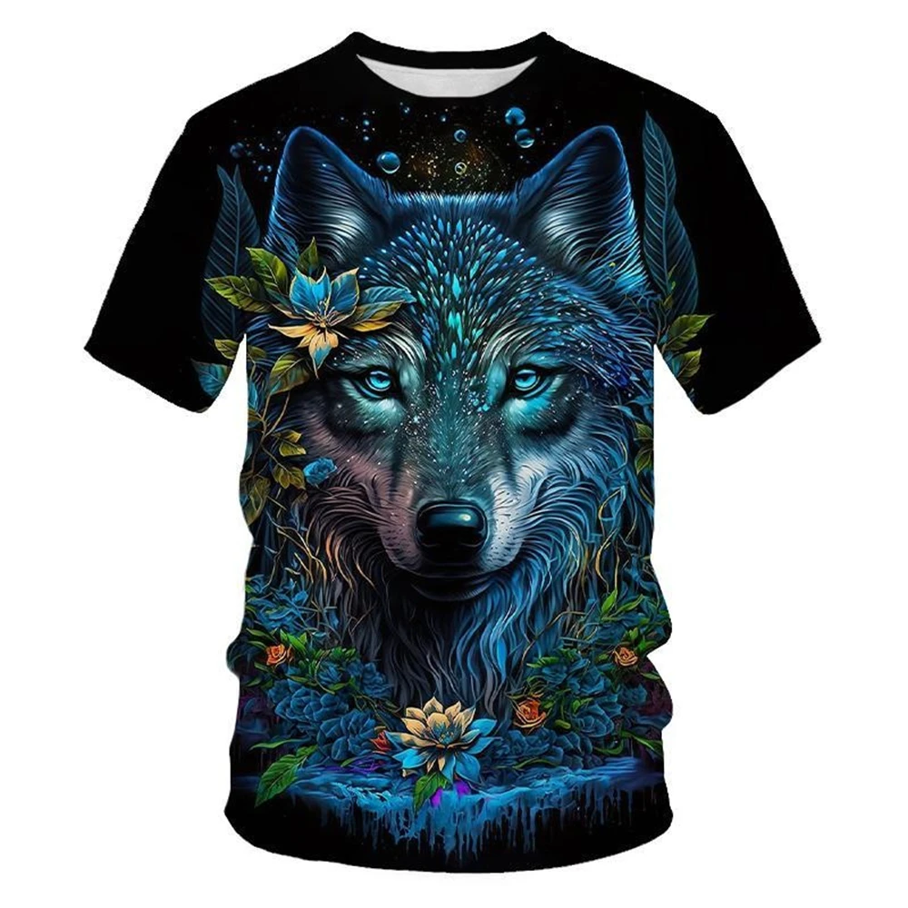 

2024 Wolf T Shirt For Mens Animal Print Short Sleeve Top 3D Casual Street Man's T-shirt Oversized Tee Shirt Men Vintage Clothing