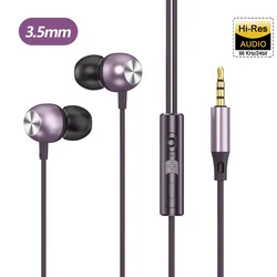 Premium Wired Type C Earbud Headphones with 3.5mm Jack (Purple 3.5mm)