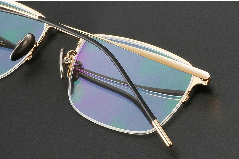 FIRADA Mode Bequeme Gläser Retro Quadrat Titan Brillen Rezept Halb Rahmen Brillen Rahmen Für Männer Frauen 89011-C – Detail 4