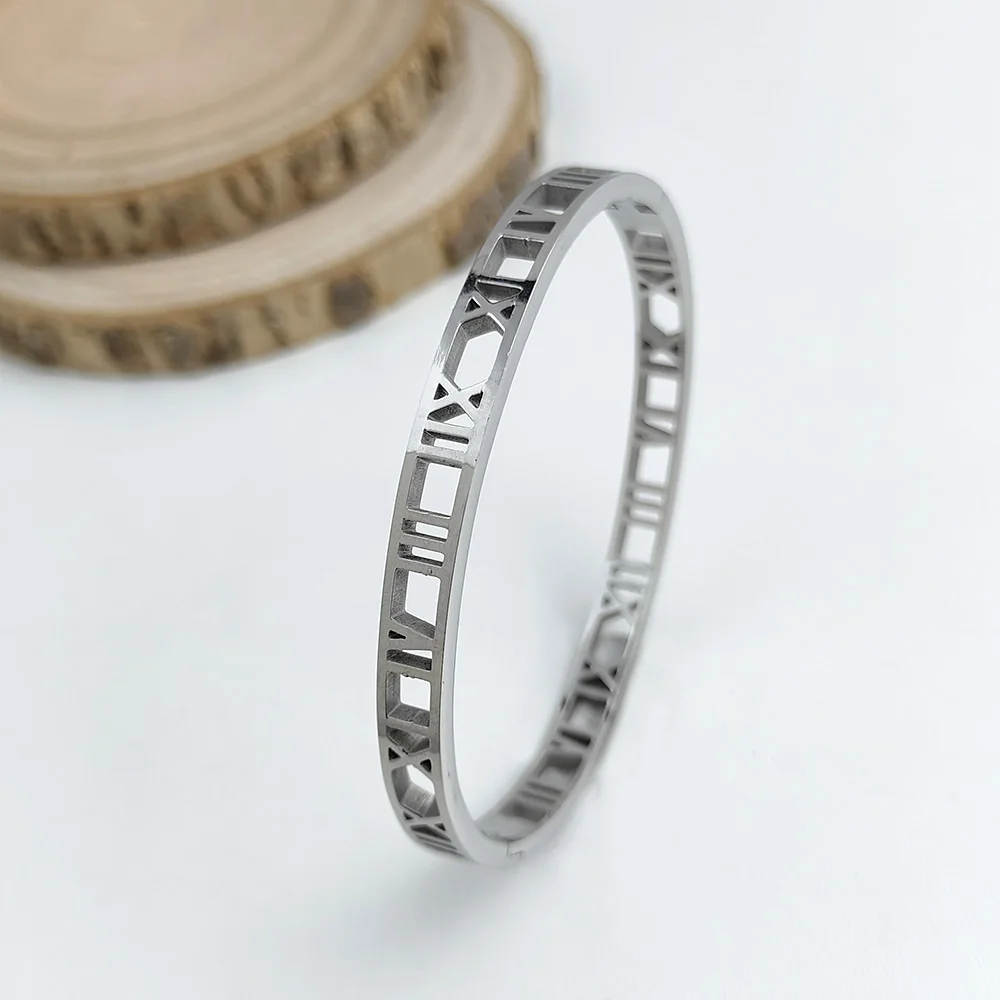 Classic Roman Numeral Stainless Steel Gold Plated Bracelet, High Quality Waterproof Women's Bracelet, Wedding Party Jewelry 5
