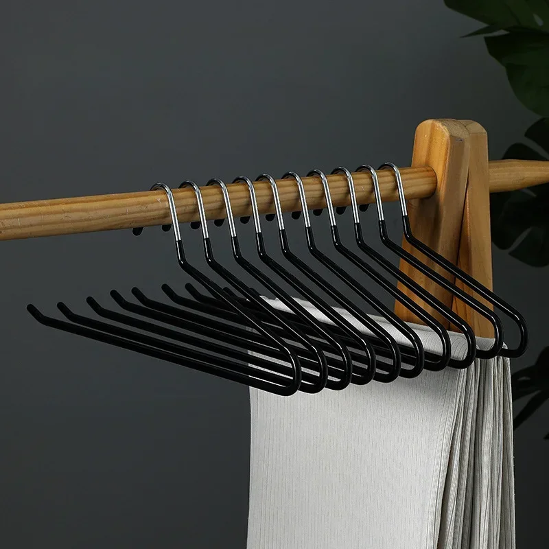 Seamless Trouser Hanger Non-Slip Metal Shirt Trouser Hook Hanger Open Pant Coat Wardrobe Organzier Clothes Rack 5/10pcs