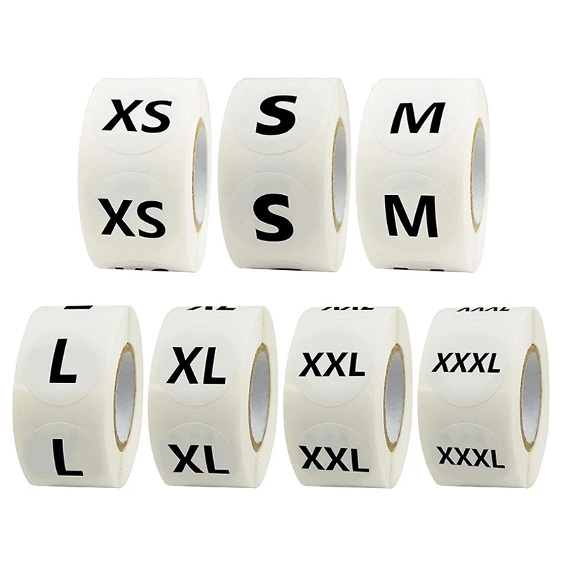 Nieuwe Xs/S/M/L/Xl/Xxl/Xxxl 7 Modellen Witte Ronde Kleding Maat label Sticker 1Inch/500Pcs Voor Kleding Hoed Ondergoed Beha Tags|Stickers voor briefpapier| - AliExpress