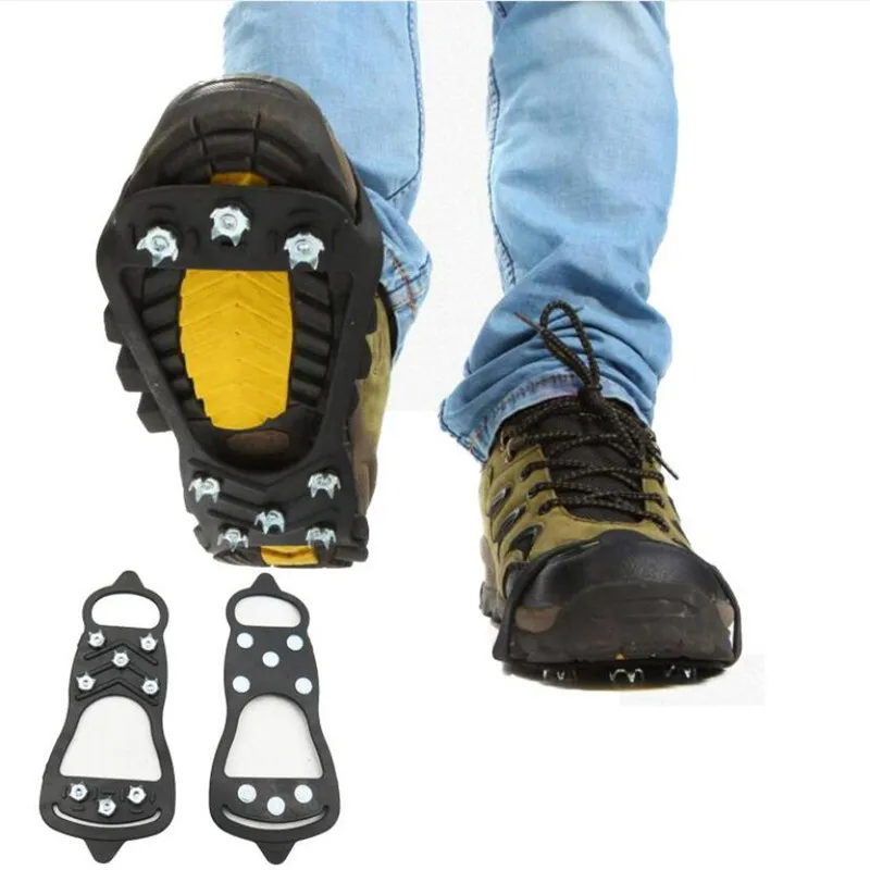 1 Pair Snow Ice Claw Climbing Crampons 8 Studs Anti-Skid Ice Snow Camping Walking Shoes Spike Grip Winter Outdoor Equipment ice gripper spike climbing crampons