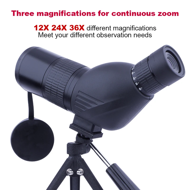 12-36X50 Spotting Scope HD Zoom Monocular Powerful Telescope Bak4 Prism Waterproof Anti-Fog for Outdoor Camping Bird Watching