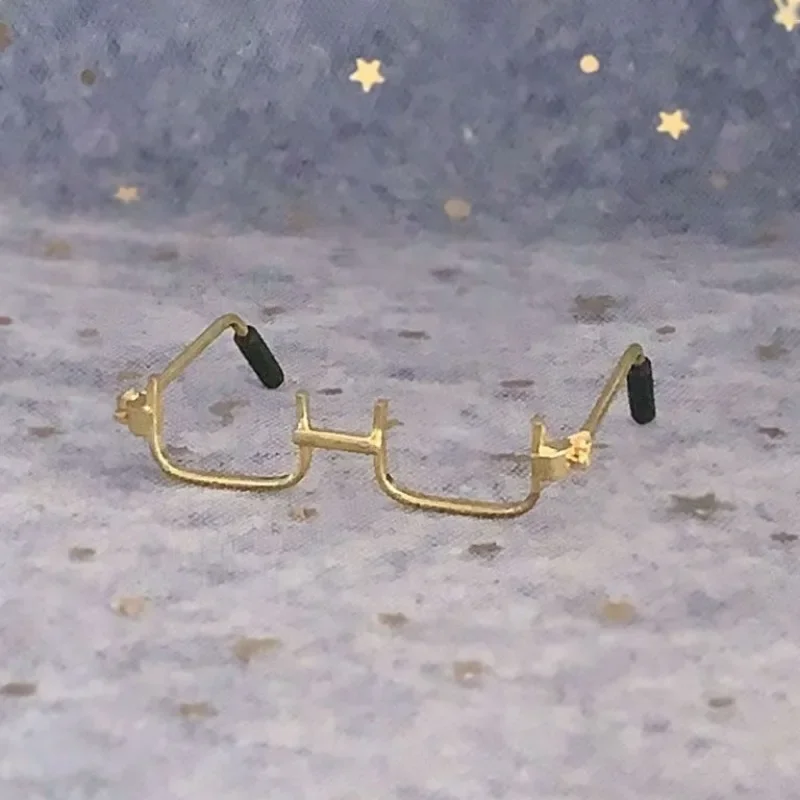 Mini glasses half frame 6cm 4cm bjd doll handle clay bottom frame doll rose gold black silver 4.7cm 4