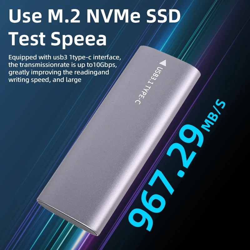 M2 NVMe SSD 케이스 10Gbps HDD 박스 M.2 NVME NGFF-USB 3.1 외부 SSD 인클로저 타입-A-타입-C 케이블 (2230/2242/2260/2280 호환)