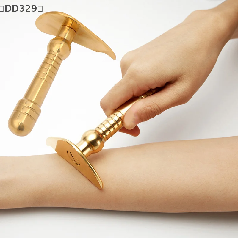 〔DD329〕Pure Copper Meridian Massage Stick Trigger Point Body Massager Brass Meridian Scraping Board Muscle Acupoint Pres Pen