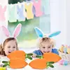 Easter Fabric Carrot Shaped Bag 10X Easter Goody Candy Drawstring Bags Easter Basket Stuffers Rabbit Ear Velvet Bags For Spring 2