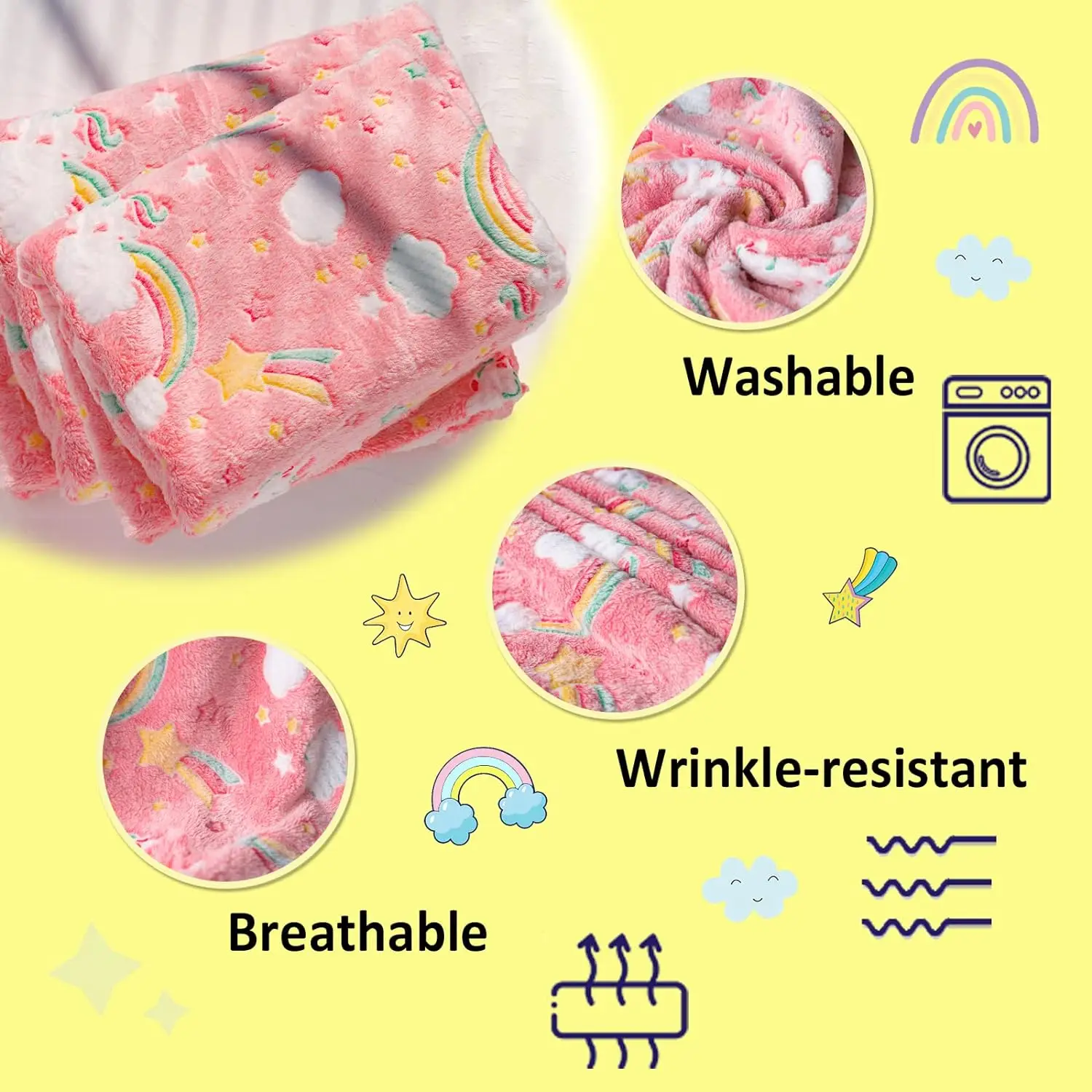 어두운 무지개 던지기 담요에 1pc 광선, 소녀 소년을위한 부드러운 던지기 담요, 캠핑 담요, 1-10 세 어린이를위한 선물