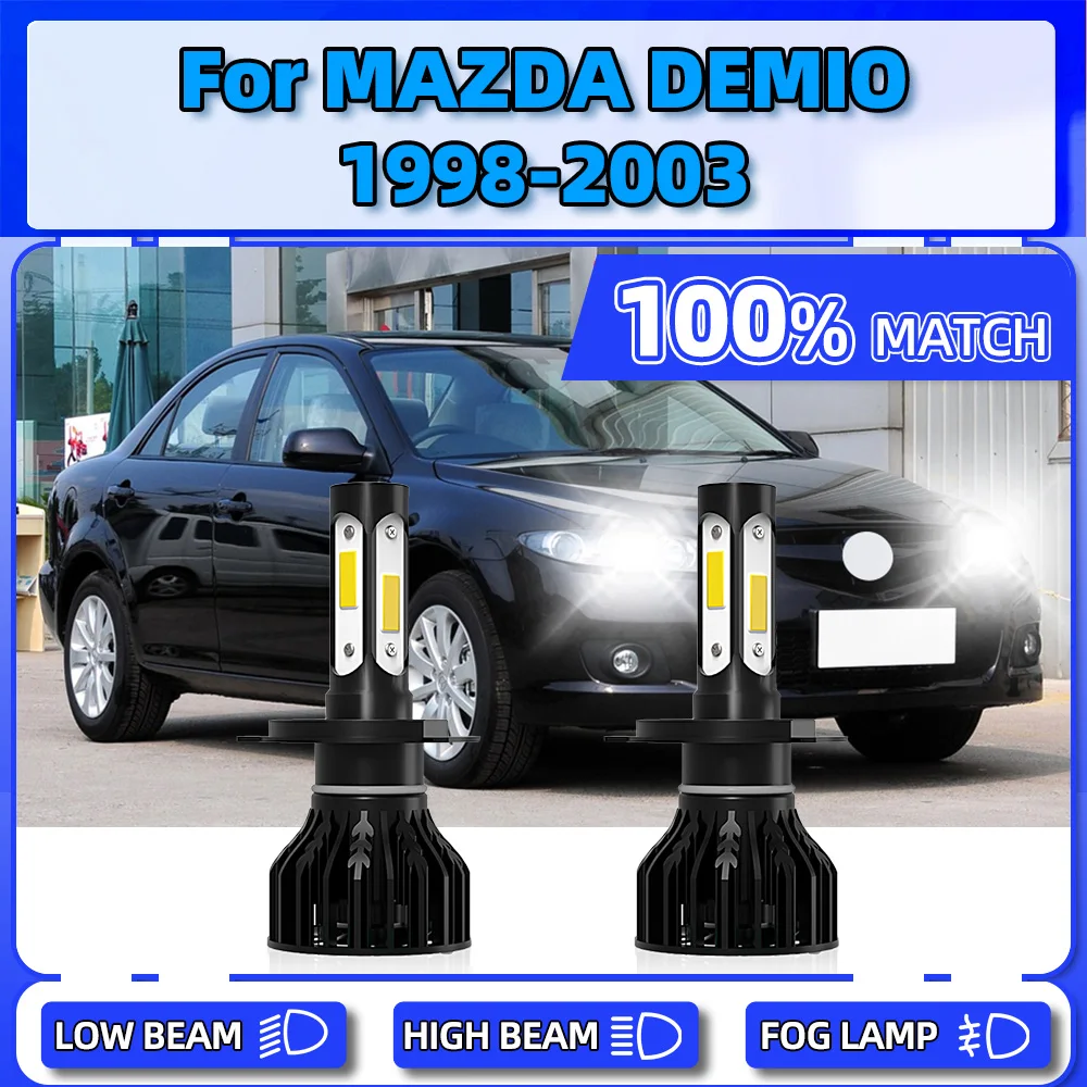 

12V LED Headlight Bulbs 6000K Front Lamps 20000LM Car Headlamps 120W Auto Lights For MAZDA DEMIO 1998 1999 2000 2001 2002 2003