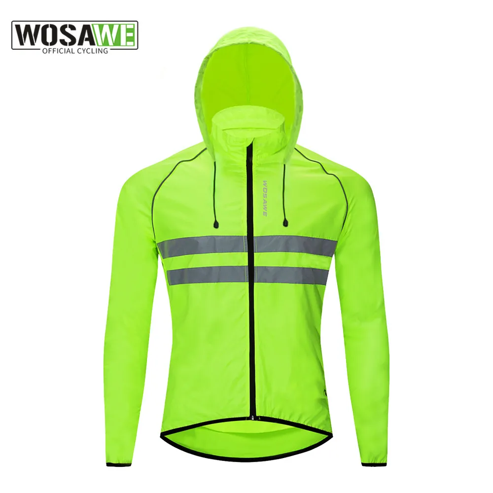 

WOSAWE Men's Cycling Jacket Hooded Reflective Vest Wind Coat Windproof MTB Bike Windbreaker Riding Bicycle Cycle Clothing